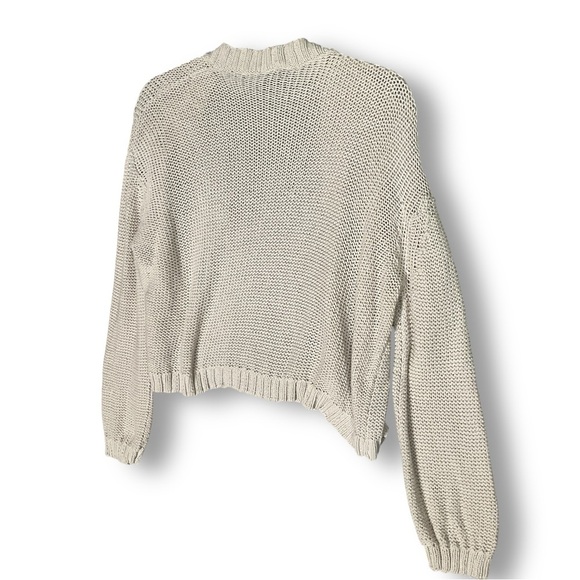 Wooden Ships Cropped Open Cardigan Sweater Sz S Neutral Beige Minimalist - Picture 9 of 12